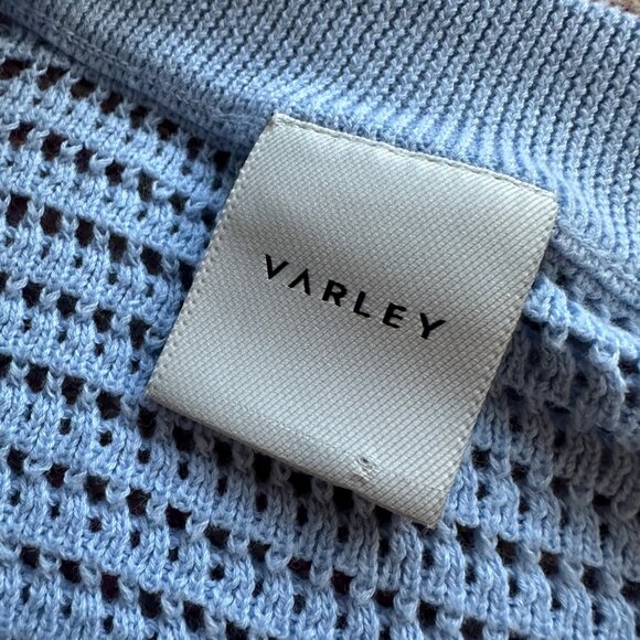 Varley Callie Pointelle Open Knit Top Womens Size L Blue Pullover Slouchy Cotton - Picture 5 of 10